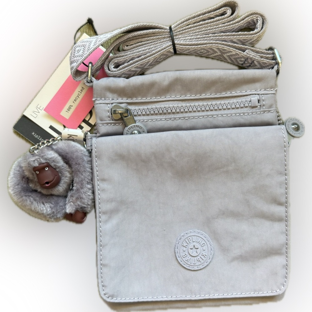 KIPLING New Eldorado Crossbody Bag Dove Grey NWT